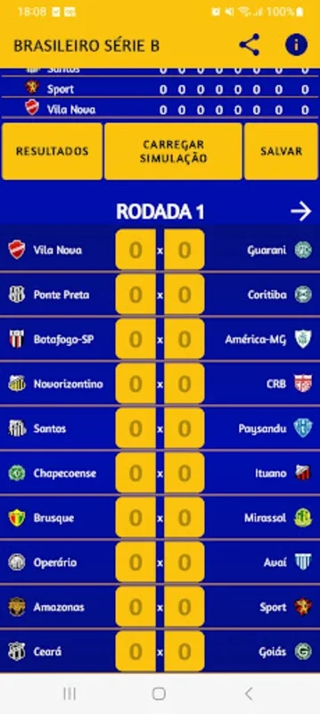 simule a Série B for Android - Predict Brazil Football League Outcomes