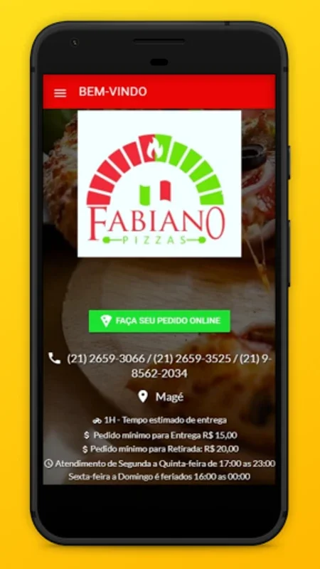 Fabiano Pizzas for Android - Order Custom Pizzas