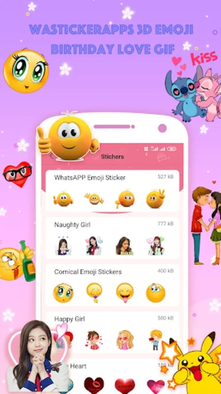 WAStickerApps 3D Emoji Birthday Love GIF for Android - Fun Stickers Galore