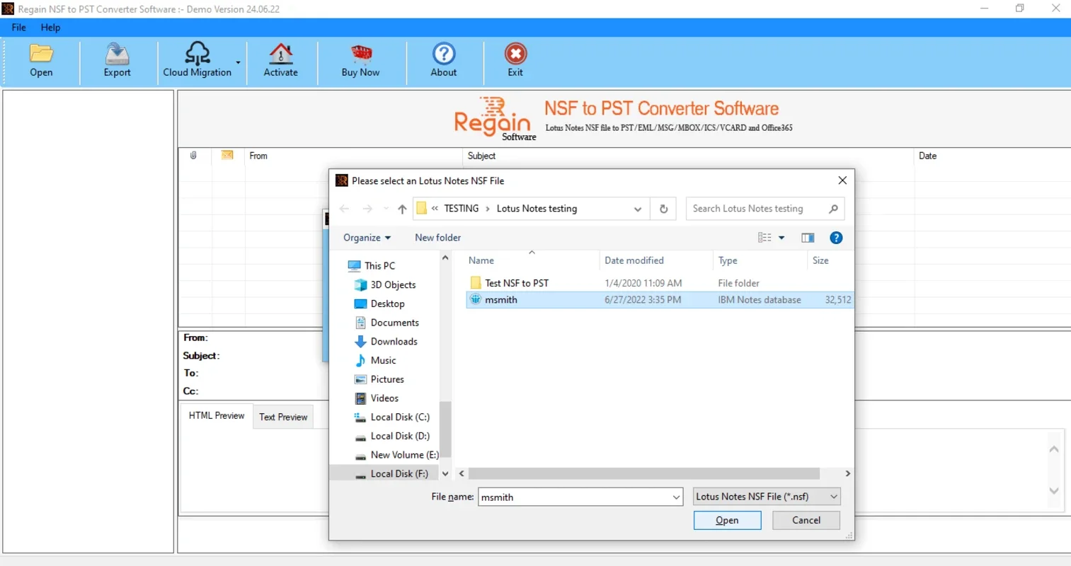 Regain NSF to PST Converter for Windows - Efficient Migration Tool