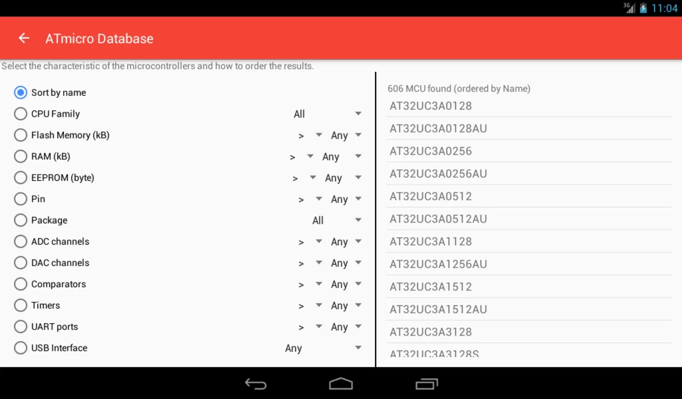 ATmicro Database for Android - Explore Atmel Microcontrollers