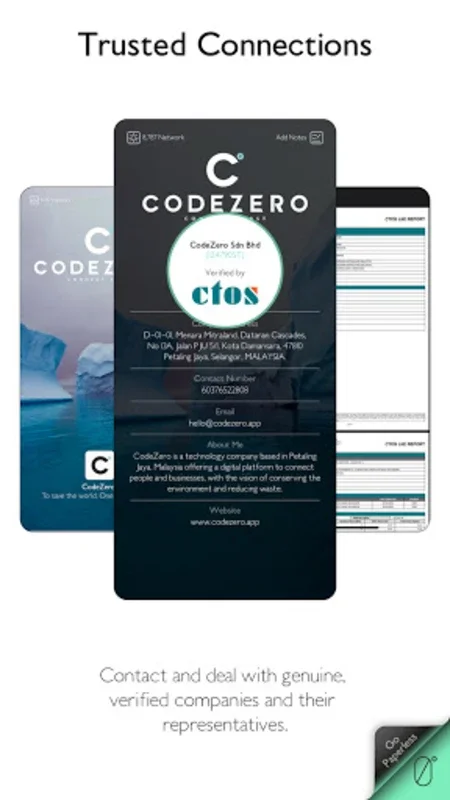 ZERO BrandCard for Android - Eco-Friendly Networking