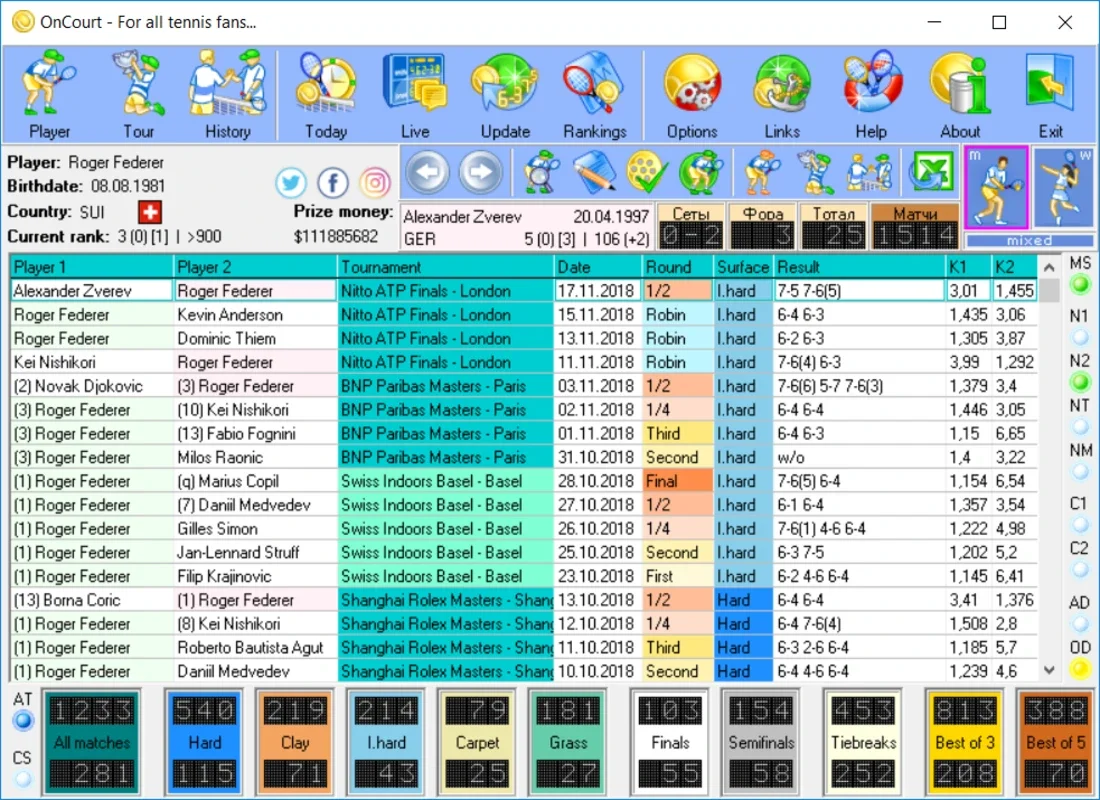 OnCourt for Windows - The Ultimate Tennis Info App