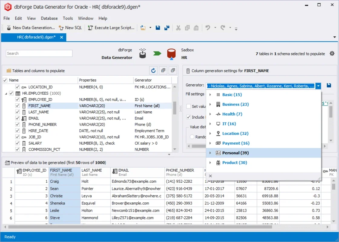 dbForge Data Generator for Oracle on Windows - Free Download