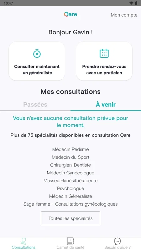 Qare for Android - Seamless Medical Appointments in France