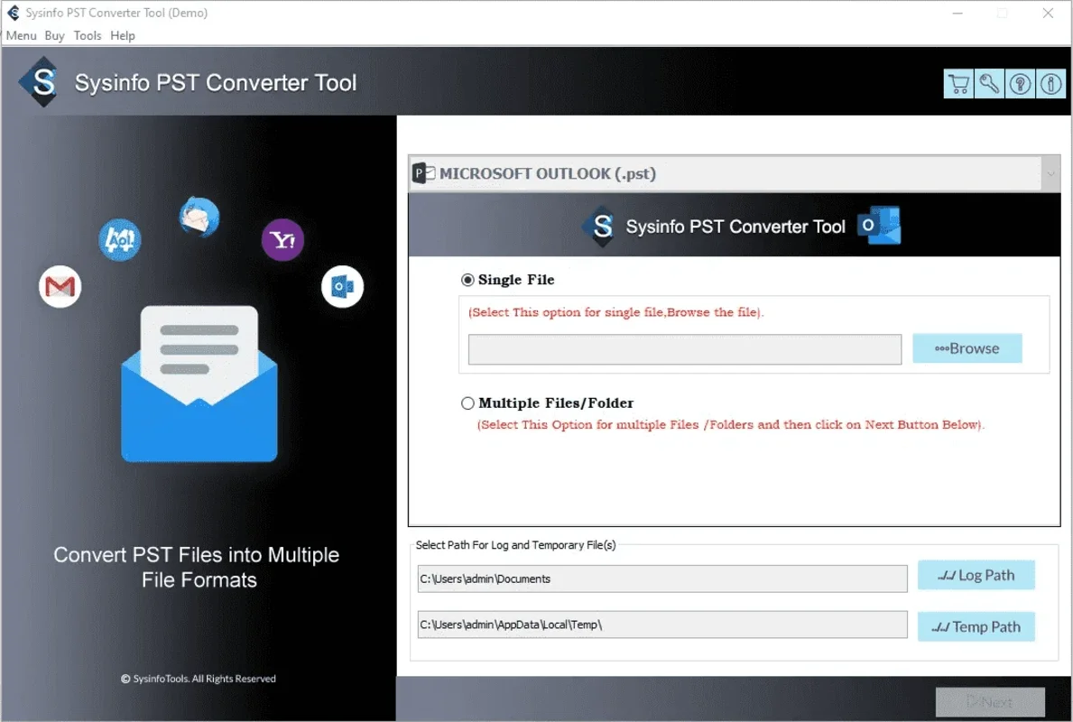 Sysinfo PST Converter for Windows - Convert PST Files Easily