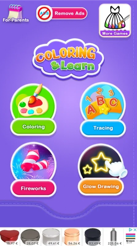 Glitter Number and letters coloring for Android - Fun and Educational