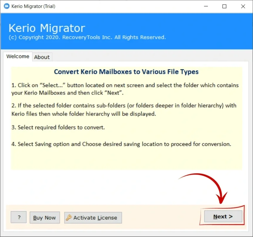 RecoveryTools Kerio Migrator for Windows - Migrate Kerio Data Easily