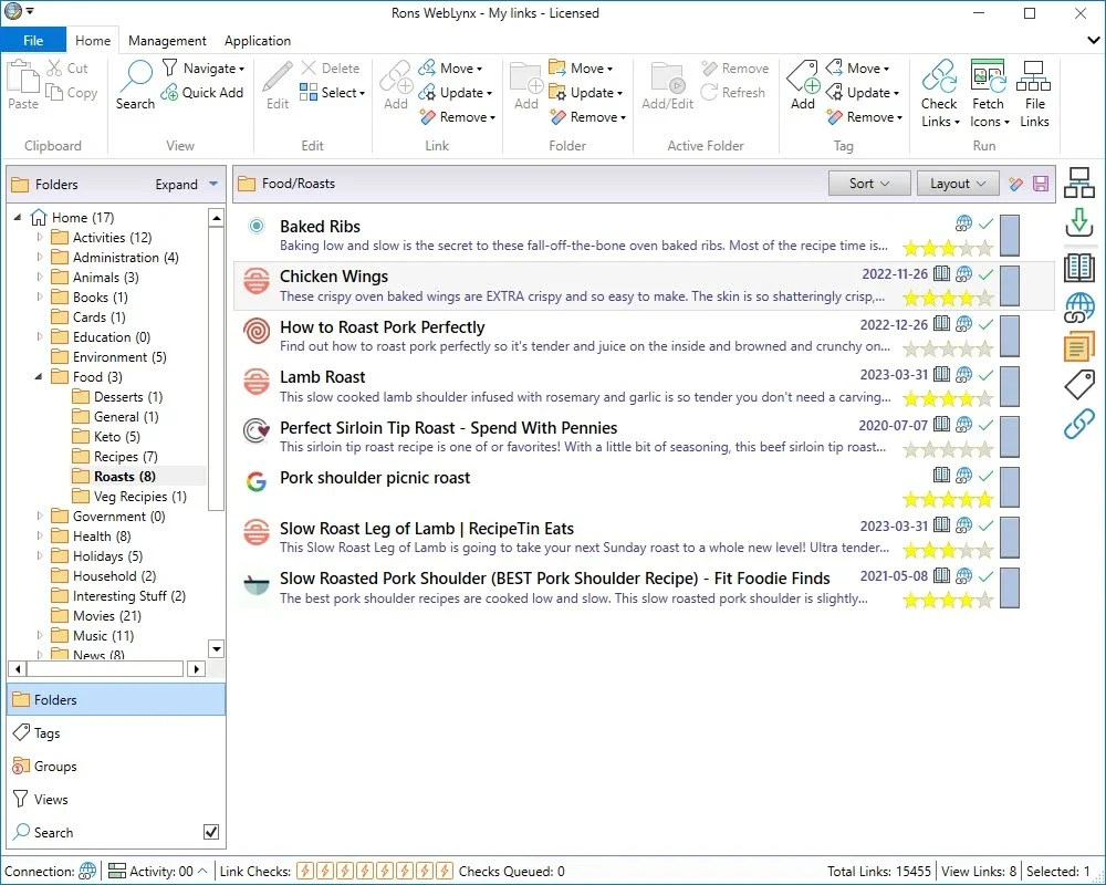 Rons WebLynx for Windows - Organize Your Bookmarks Easily