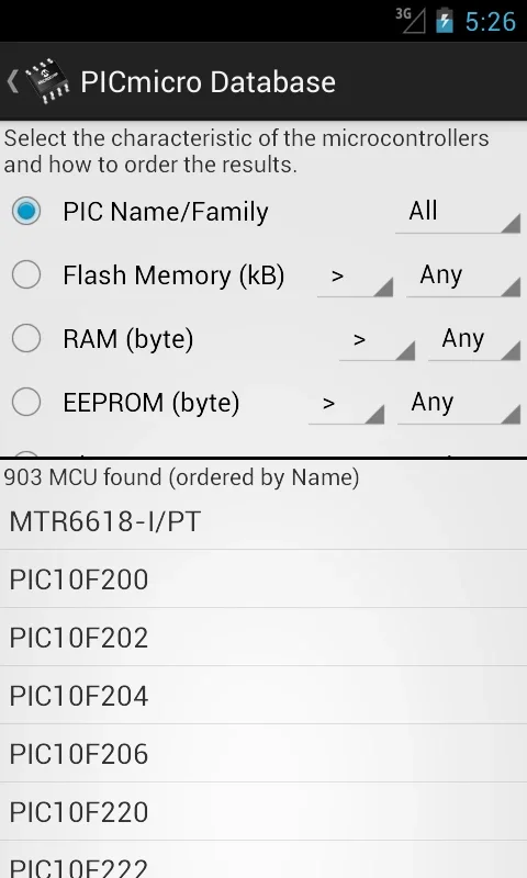 PICmicro Database for Android - No Download Needed, Access Now