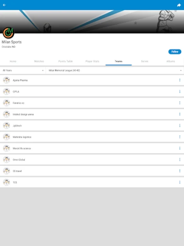 Milan Cricket Tournament for Android - Live Scores & Updates