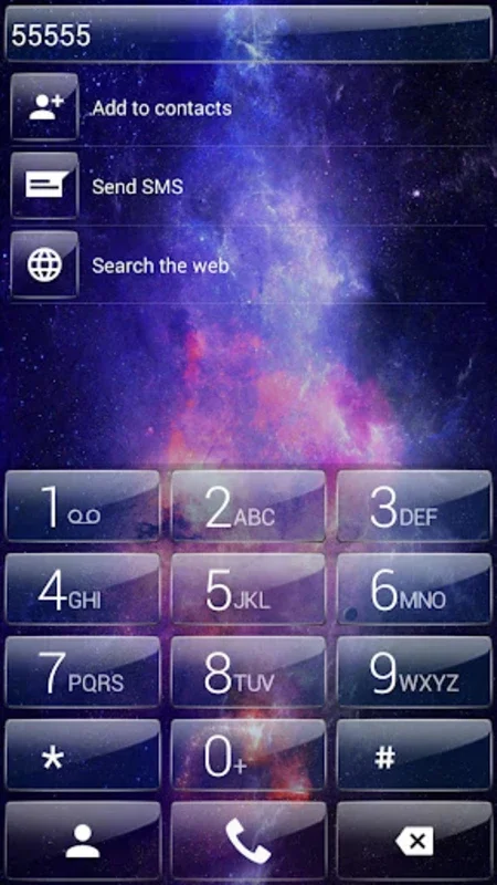 ExDialer Galaxy Glass theme for Android - Cosmic Visual Appeal