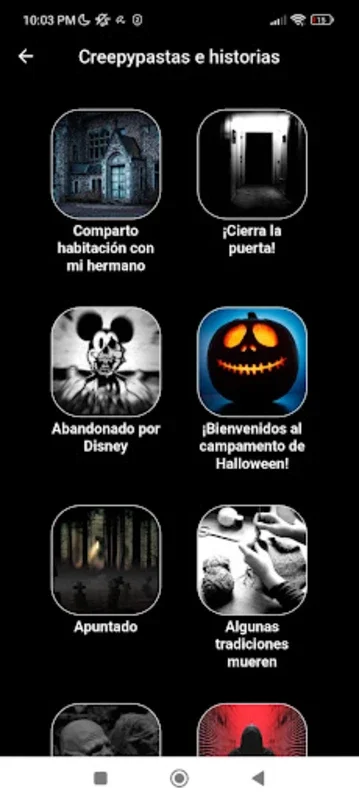 Historias de terror para leer for Android - Diverse Horror Tales