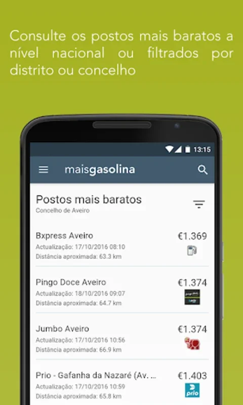 Mais Gasolina for Android - Find Affordable Fuel