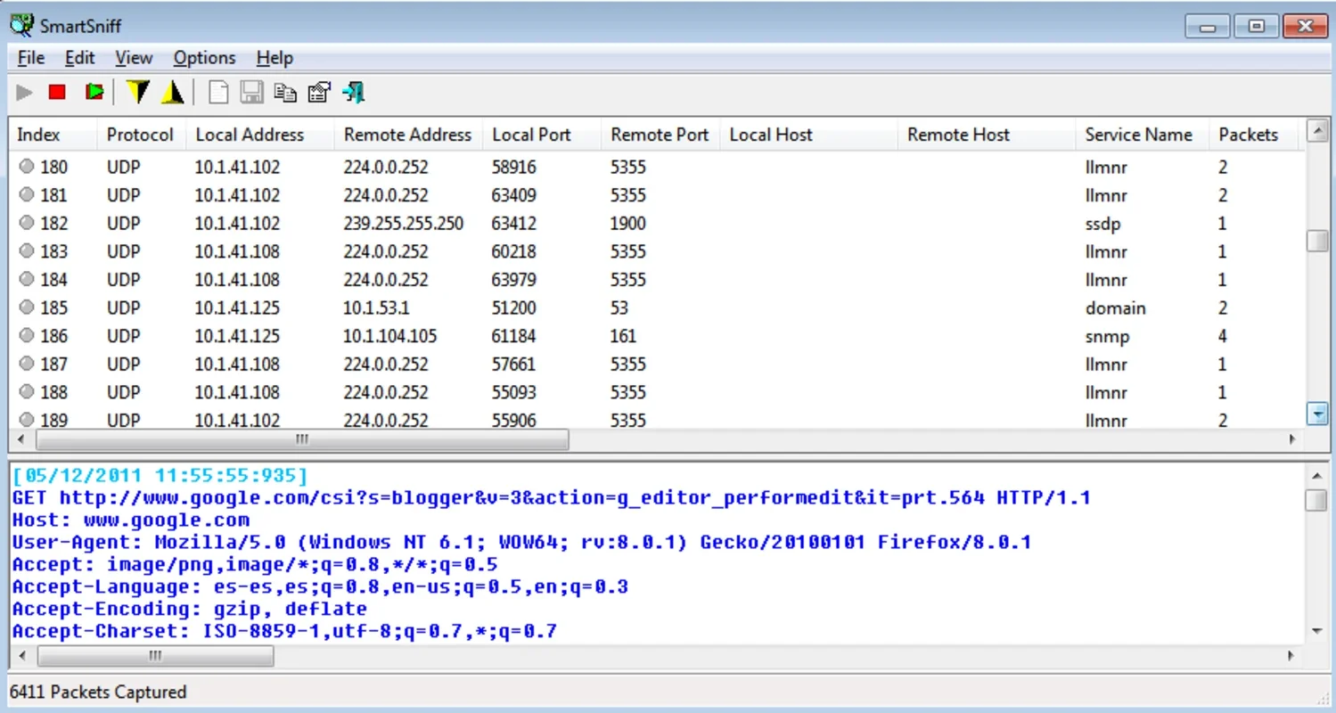 SmartSniff for Windows - Capture WiFi Packet Content