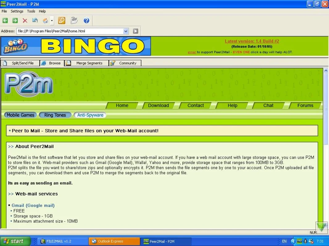 Peer2mail for Windows: Efficient Web - Mail File Management