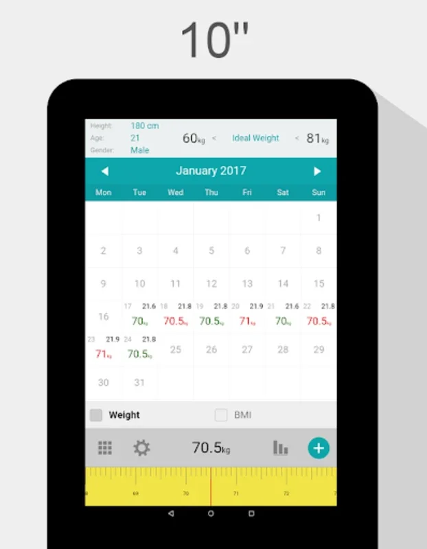 Weight Calendar for Android: Track Weight and BMI