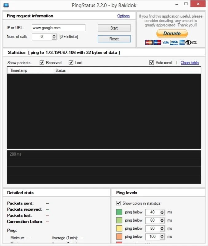 PingStatus for Windows - Monitor Your Internet Connection