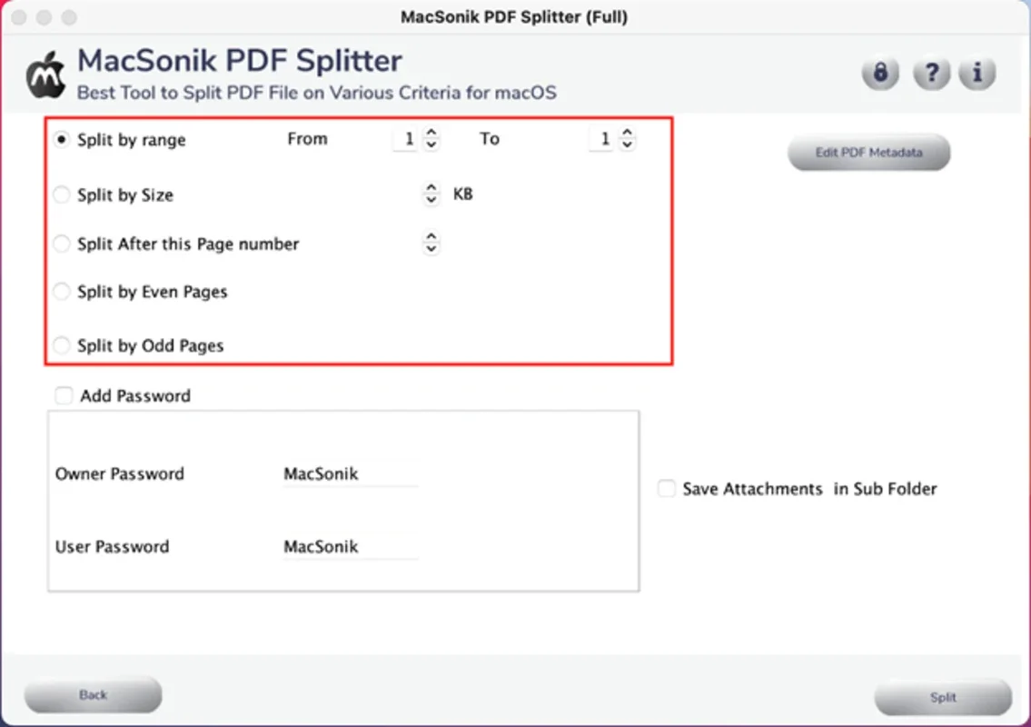 MacSonik PDF Splitter Tool for Mac - Efficient PDF Splitting