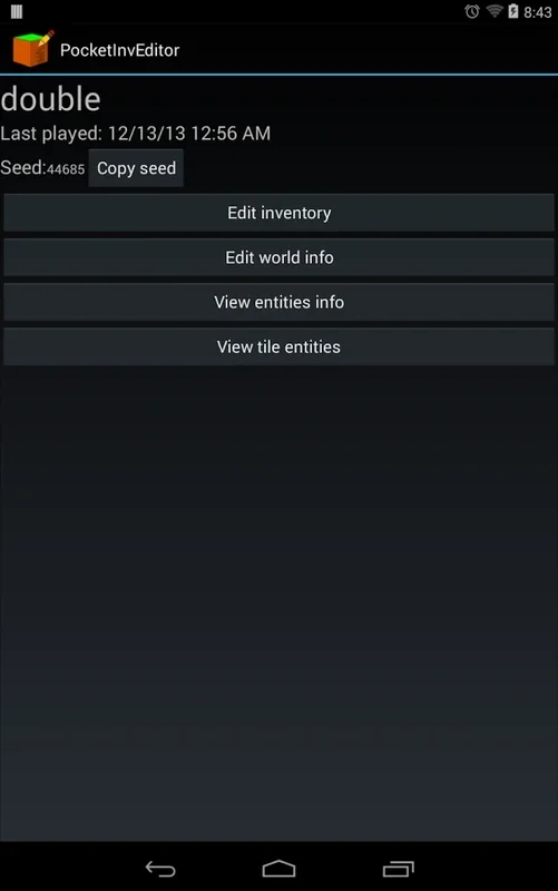 PocketInvEditor for Android: Edit Minecraft PE Inventories