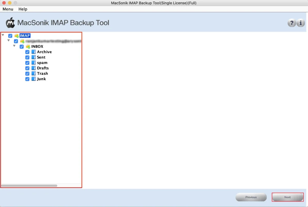 MacSonik IMAP Backup Tool for Mac - Secure IMAP Mailbox Backup