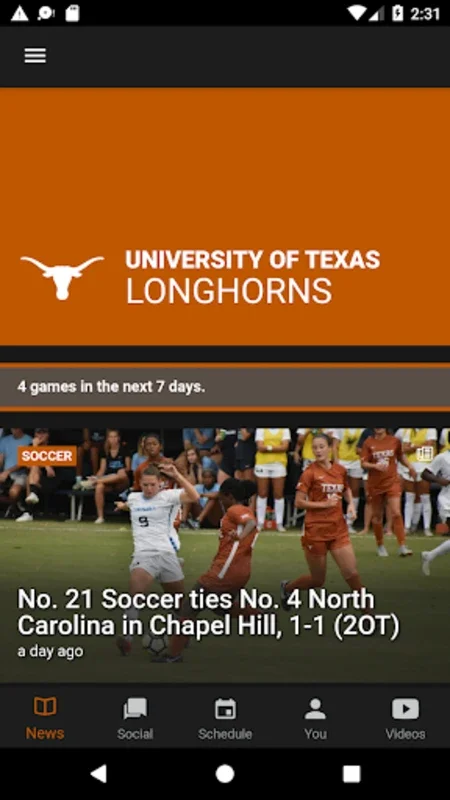 Texas Longhorns for Android - Fan - Centric Features