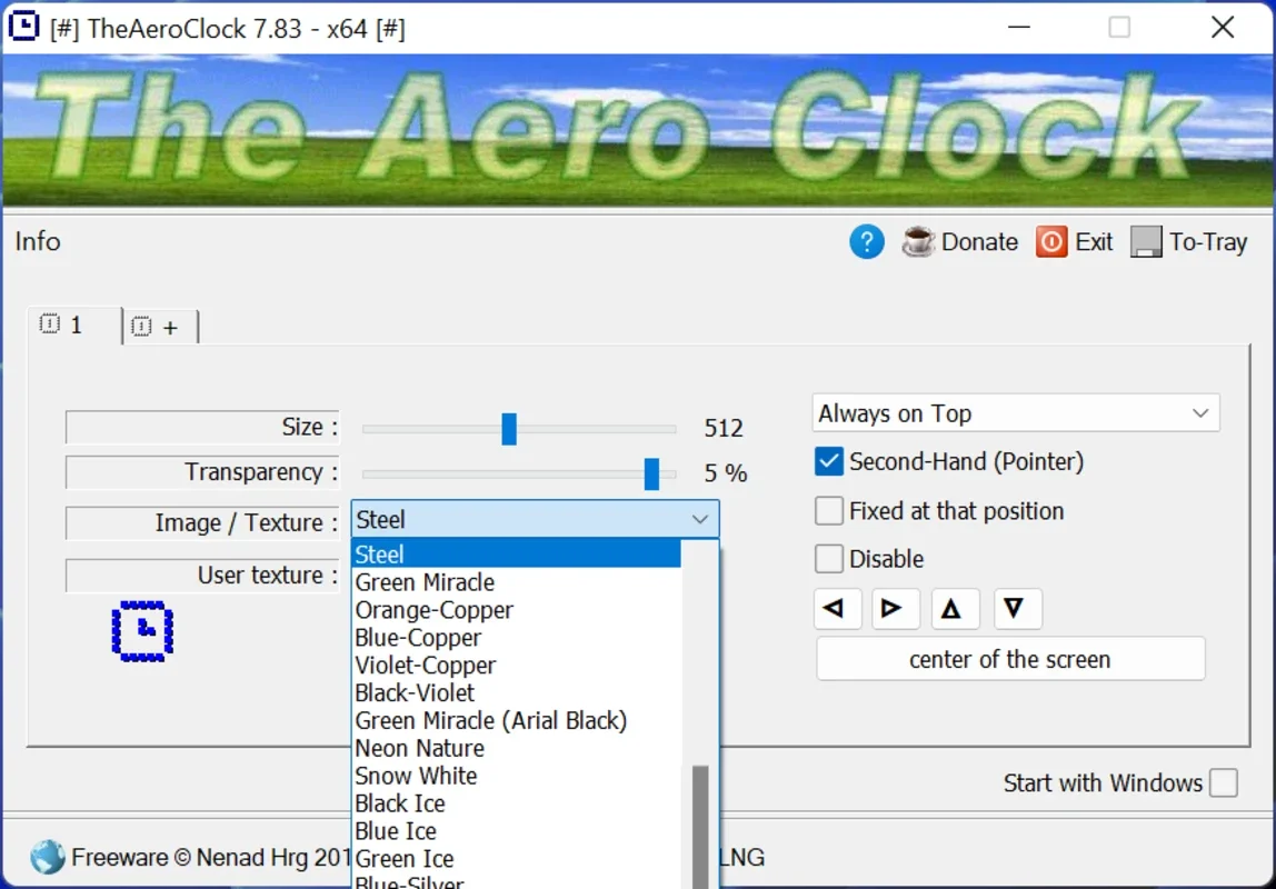 TheAeroClock for Windows - A Sundial on Your Desktop