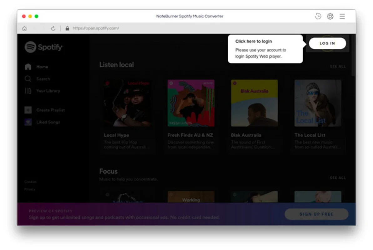 NoteBurner Spotify Music Converter for Mac: Offline Music Playback