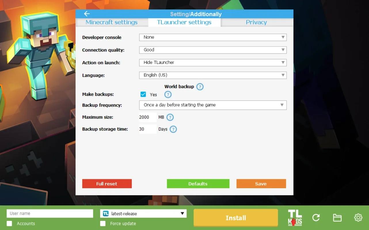 TLauncher for Windows - Ideal for Minecraft Version Play