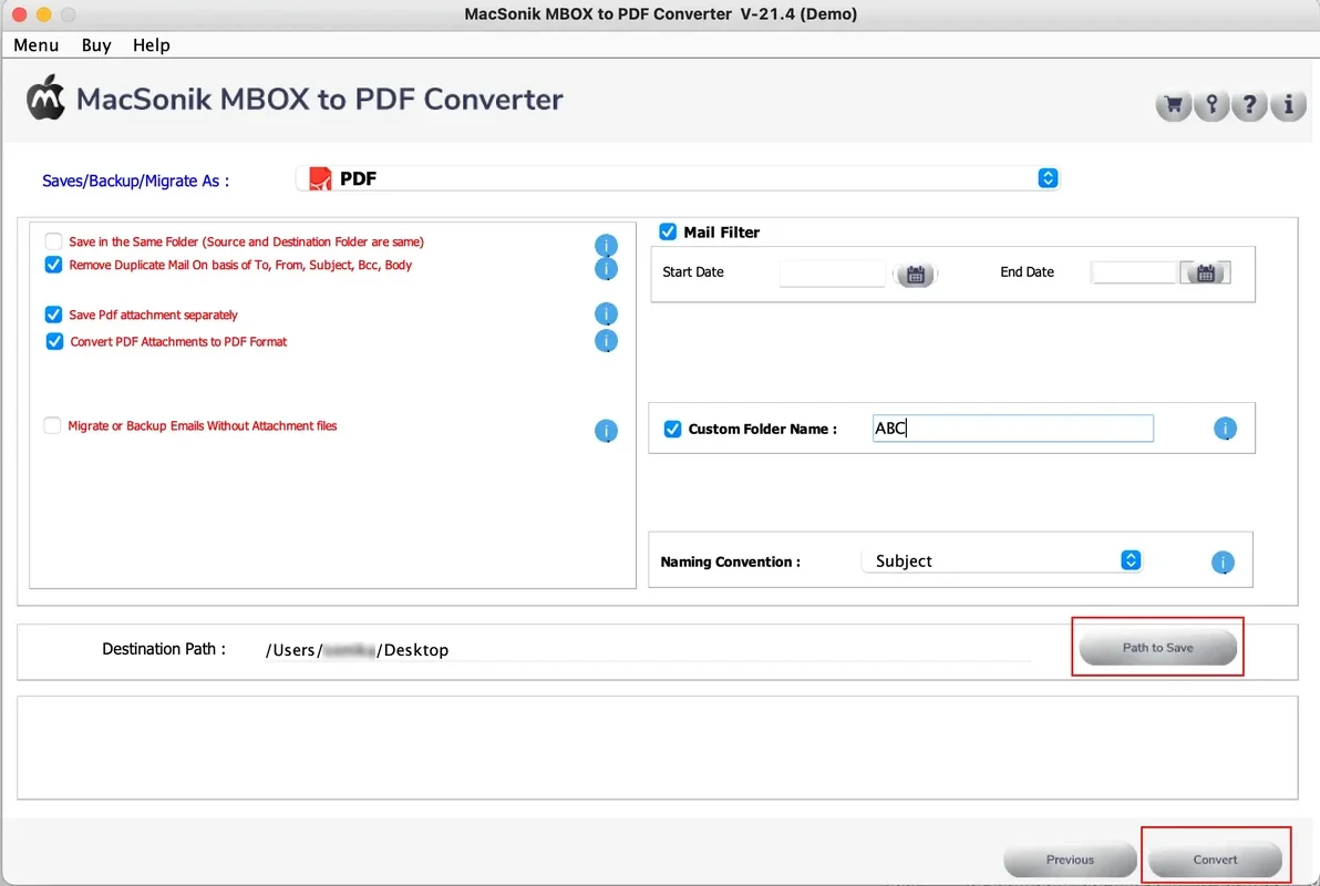 MacSonik MBOX to PDF Converter Tool for Mac - Efficient Conversion