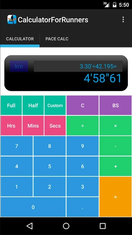 Calculator for Runners for Android: Accurate Pace Calculator