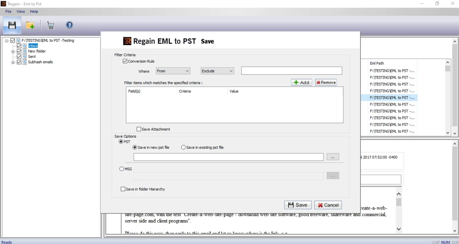 Regain EML to PST Converter for Windows - Efficient Batch Conversion