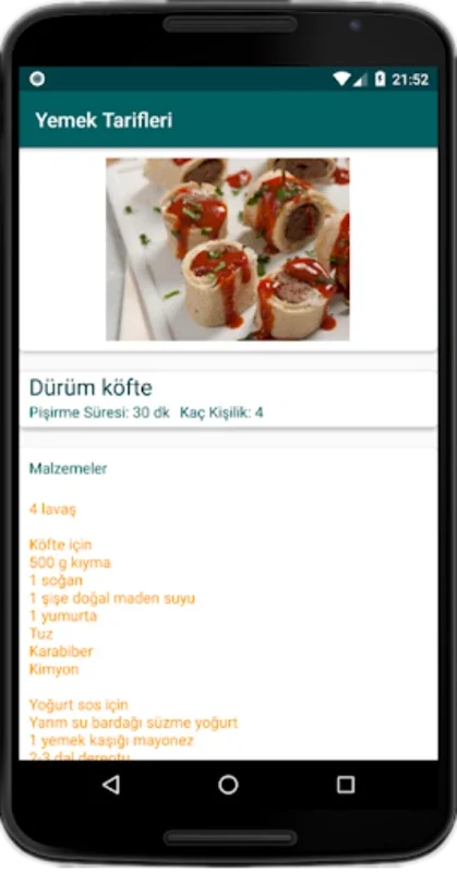 İnternetsiz Yemek Tarifleri (Y for Android - Culinary Convenience