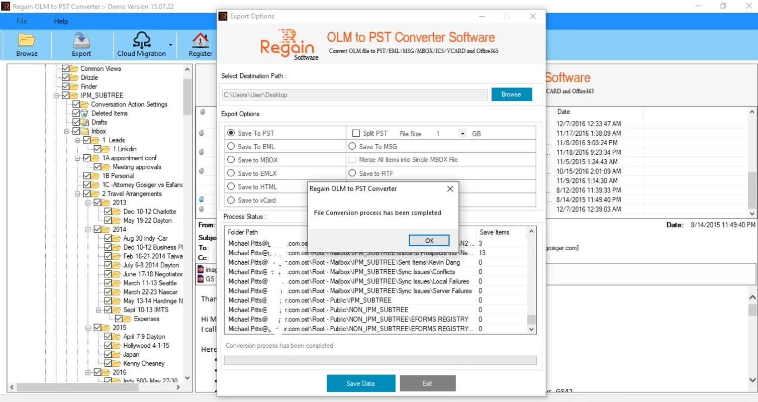 Regain OLM to PST Converter for Windows - Seamless Migration