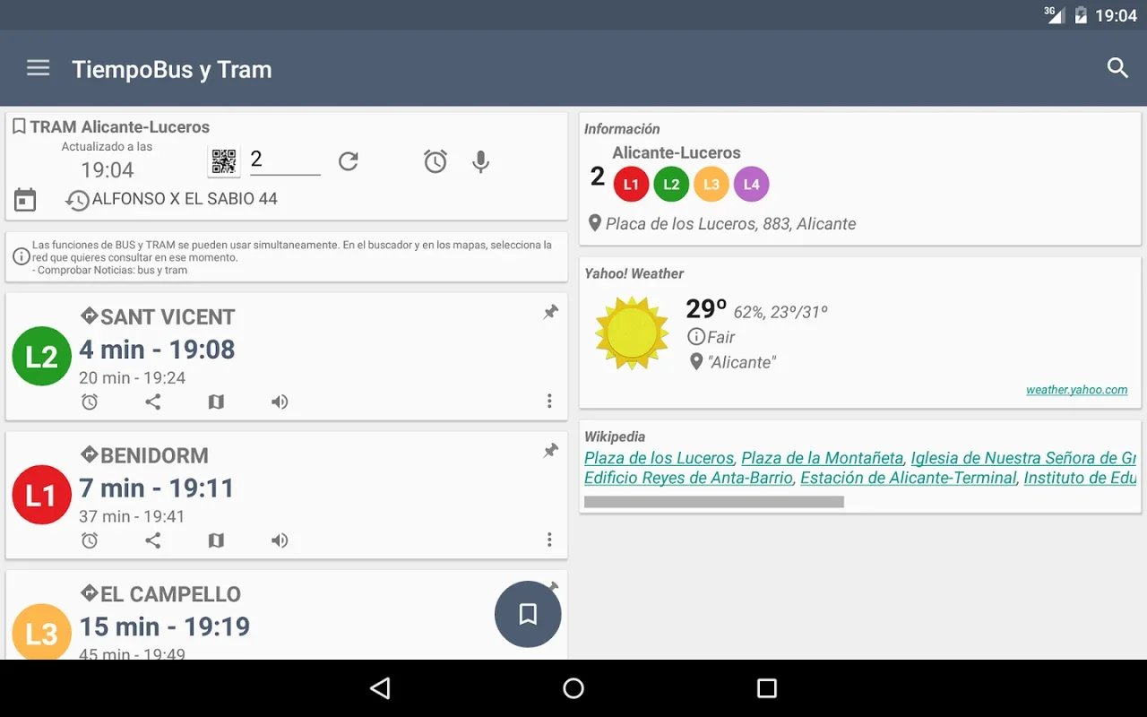 TiempoBus y Tram for Android - Real-Time Transit Info