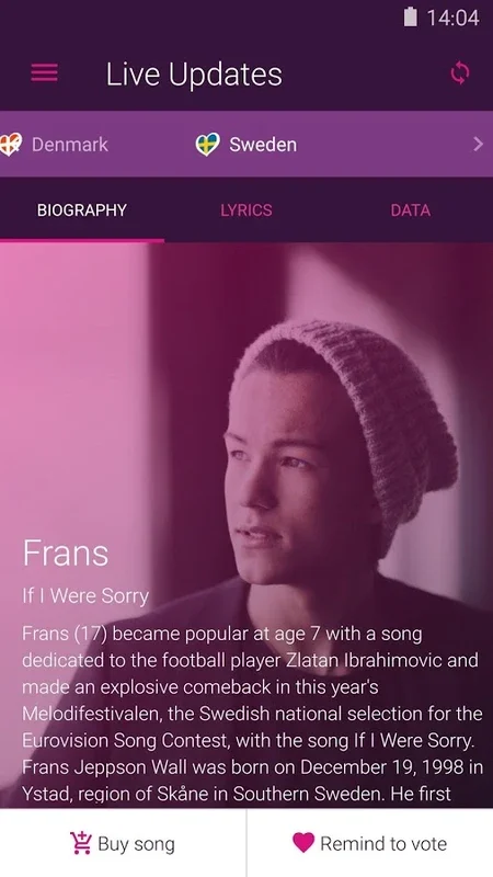 Eurovision Song Contest for Android - Rich Festival Content