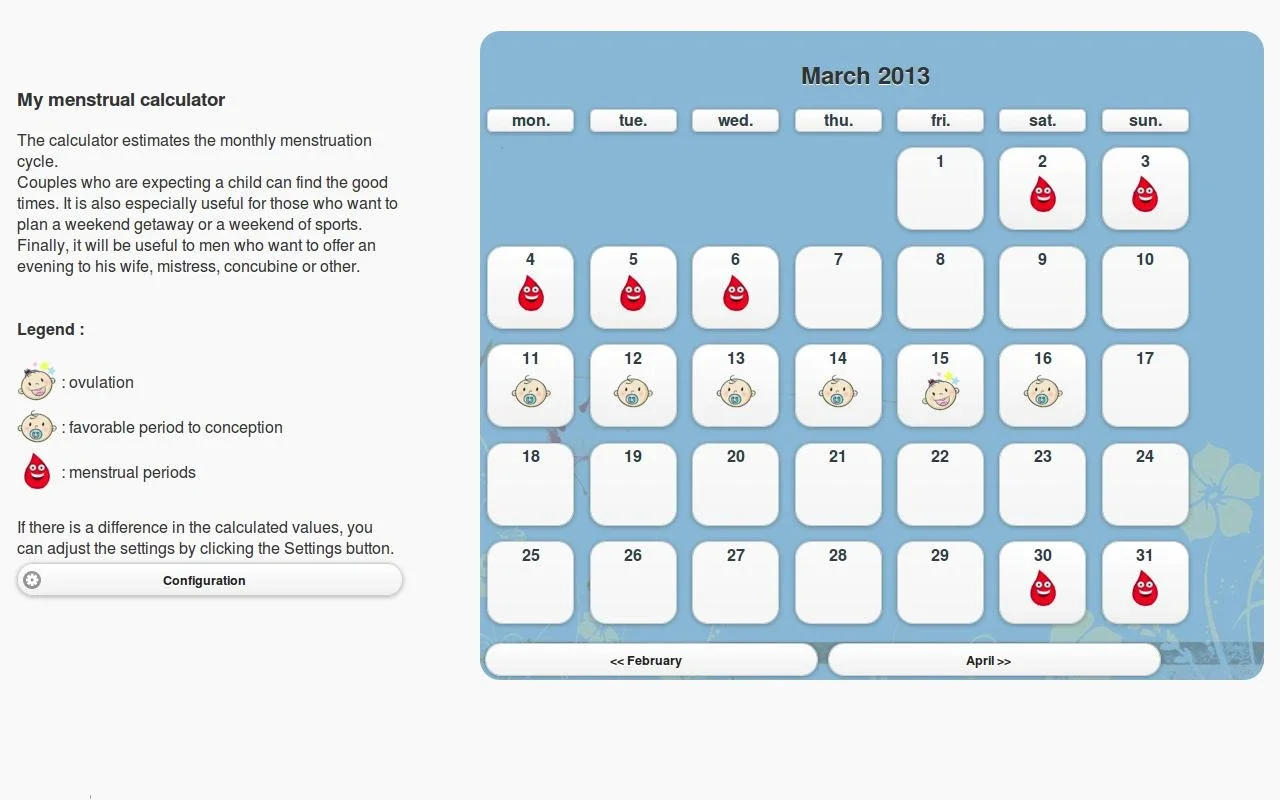 Mon Calculateur M for Android - Accurate Menstrual Cycle Tracker