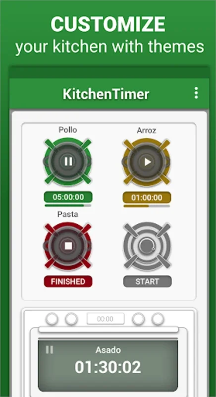 kitchen timer for Android - Manage Multiple Timers