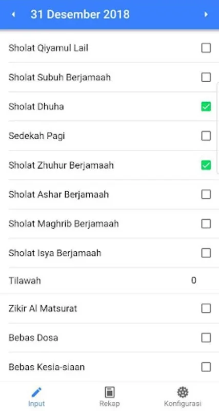 Mutabaah - Simple Daily Deeds Reporting for Android