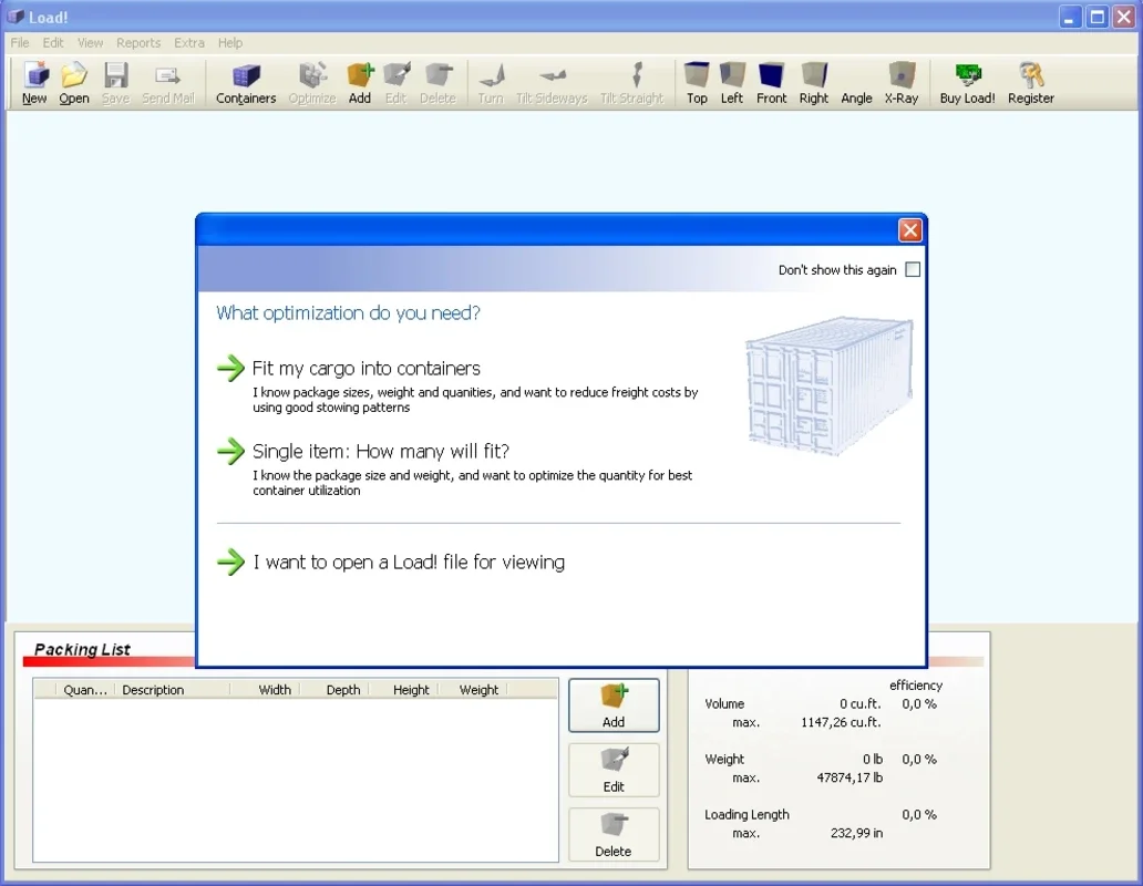 Load for Windows - Optimize Shipping Capacity