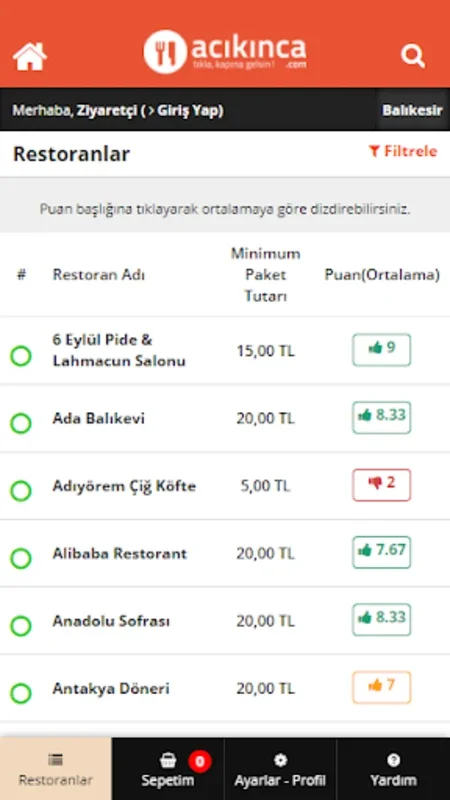 Acikinca - Yemek Siparişi for Android - No Downloading Needed