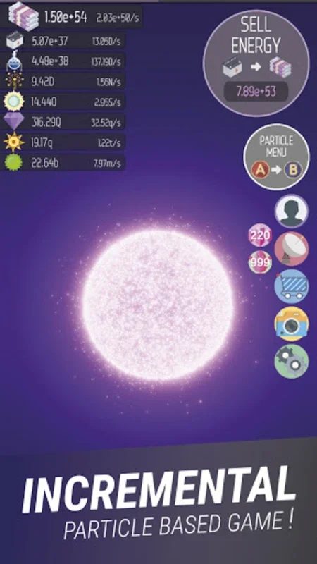 ISEPS Idle Particle Simulator for Android - Build Your Space Empire