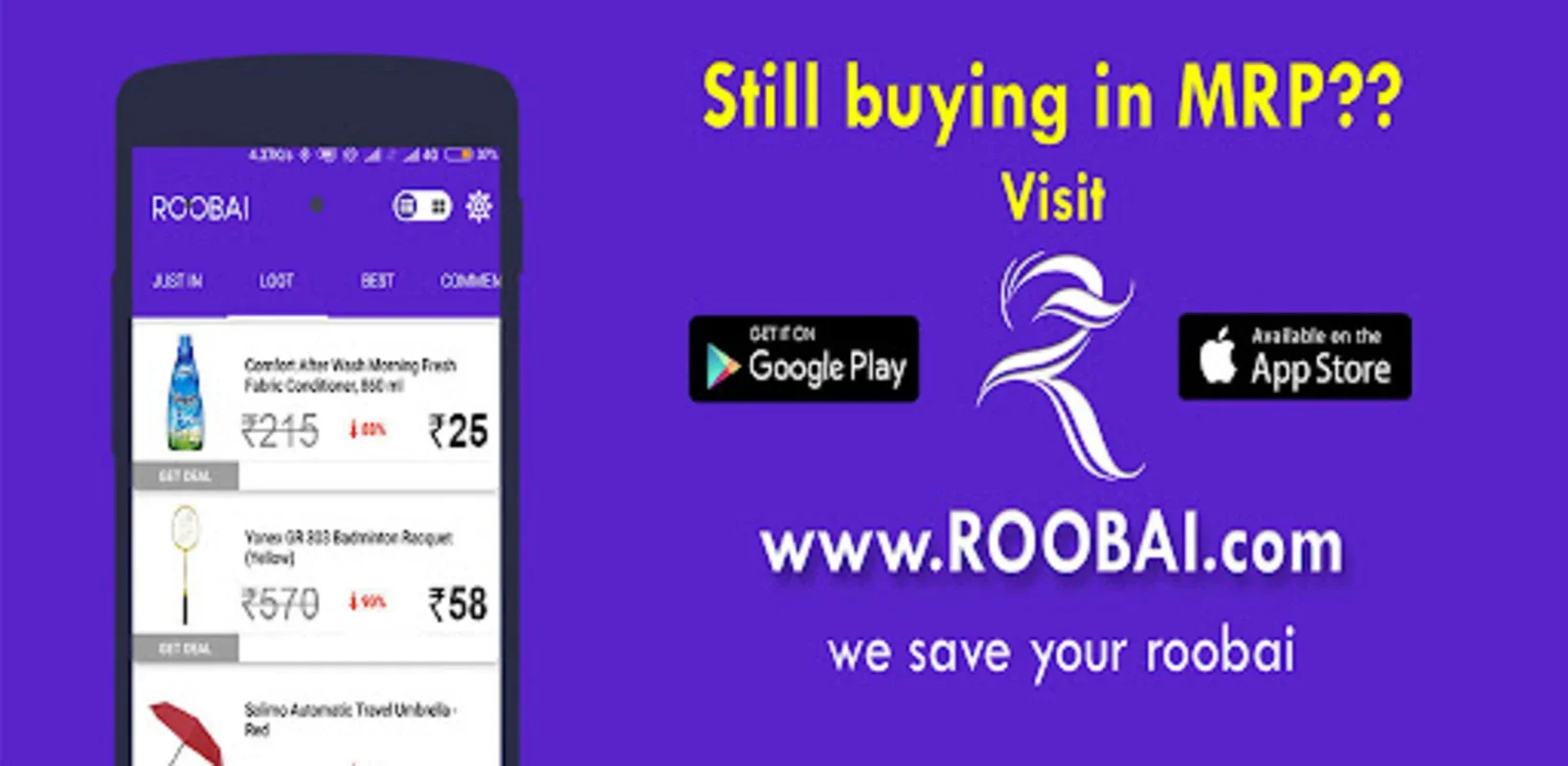 Roobai-Online Shopping Deals for Android: Unbeatable Deals