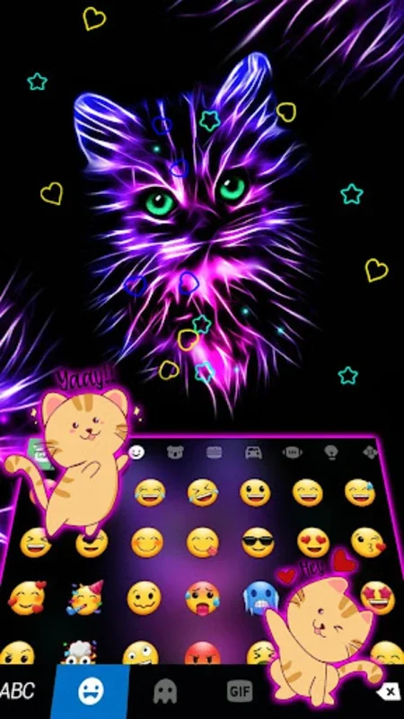 Purple Neon Cat Keyboard Theme for Android: Enhance Typing