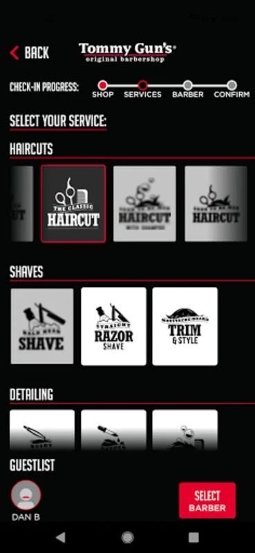 Tommy Gun's Barbershop for Android - Seamless Booking