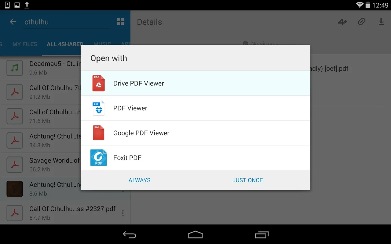 4Shared Premium for Android - Manage Files on 4Shared with a Premium Account