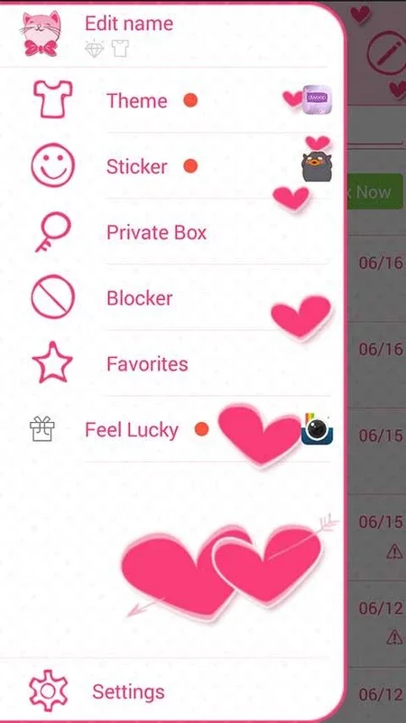 Pink Love SMS for Android - Stylish Messaging Theme