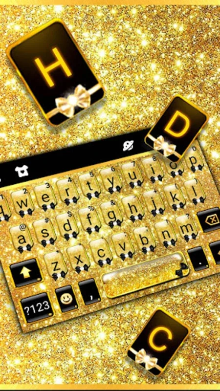 Glitter Golden Bow Theme for Android - Customizable & Smart