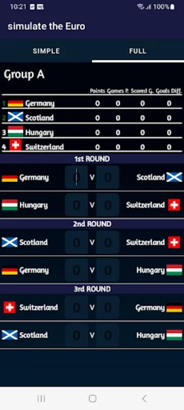 simulate the Euro for Android - Predict Football Champions