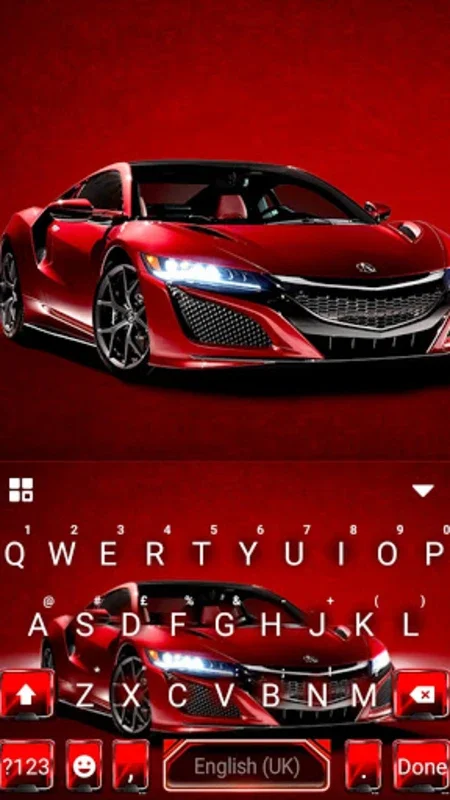 Maroon Race Car Keyboard Backg for Android - Stylish Typing